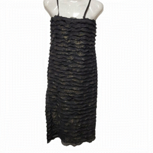 Spaghetti Strap Gold And Black Frilly Dress Sizes XS   S   M